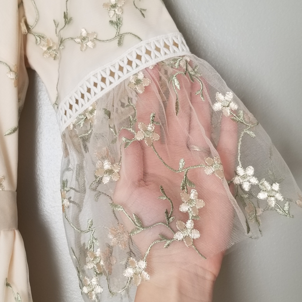 polagram embroidered dress Cecilia Natural Embroidered Dress Polagram – Lena Layne